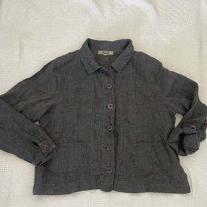 FLAX Linen Top Jacket Women’s Size Small Charcoal Gray